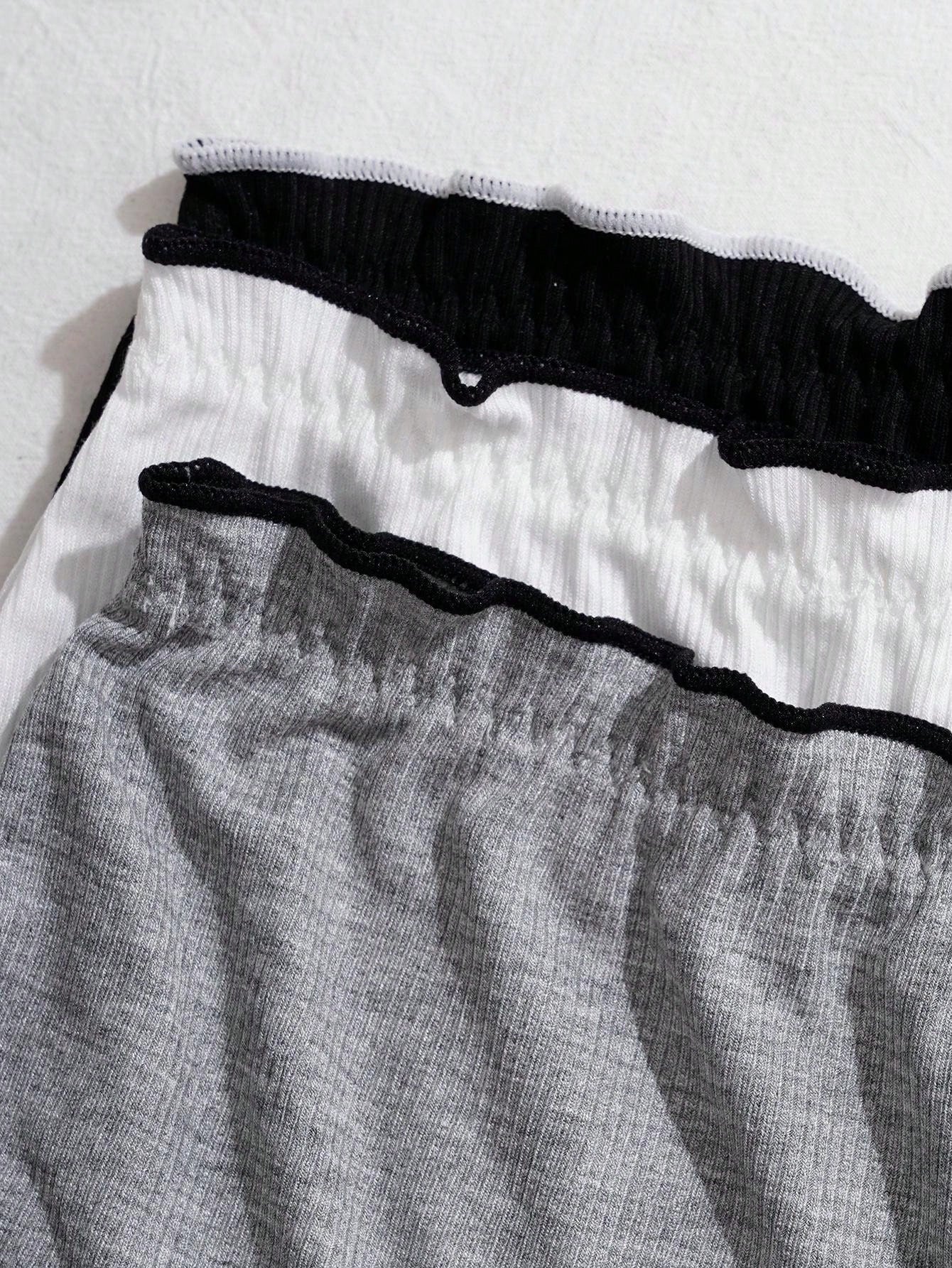 SHEIN طقم 3 سراويل داخلية بوي شورتس بشريط مكشكش