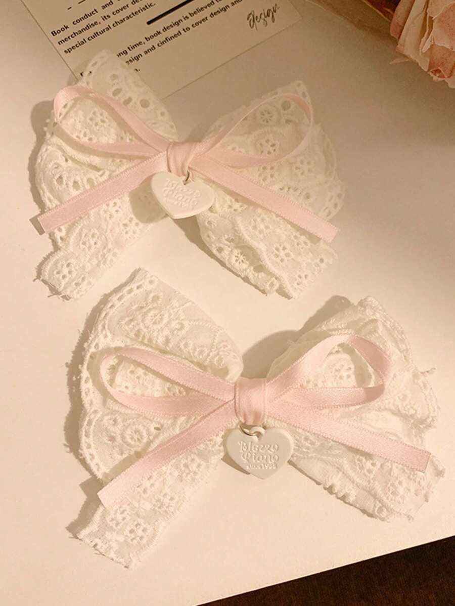 SHEIN مشبك شعر بناتي بفيونكة بيضاء