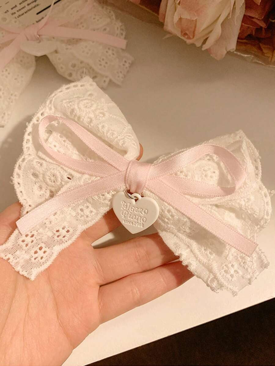 SHEIN مشبك شعر بناتي بفيونكة بيضاء