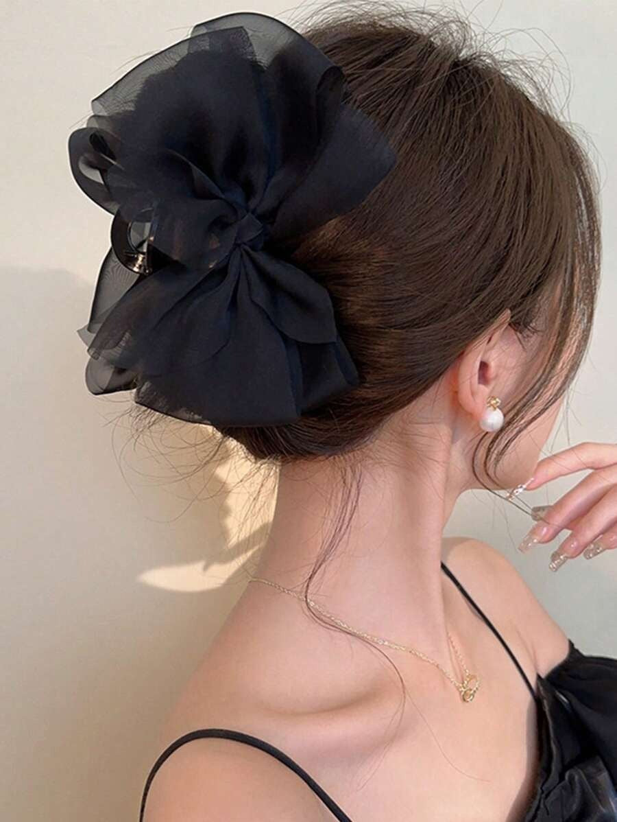 SHEIN مشبك شعر بفراشة سوداء شبكية