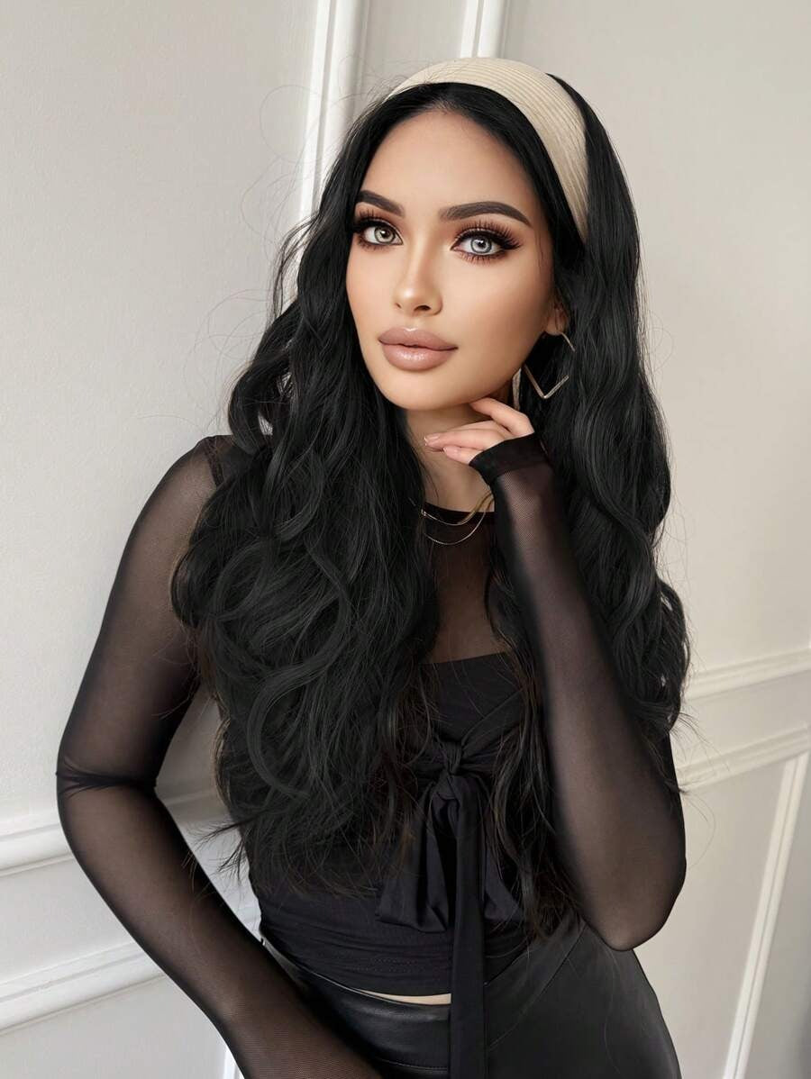 SHEIN باروكة شعر طويلة بعصابة رأس تموج ناعم