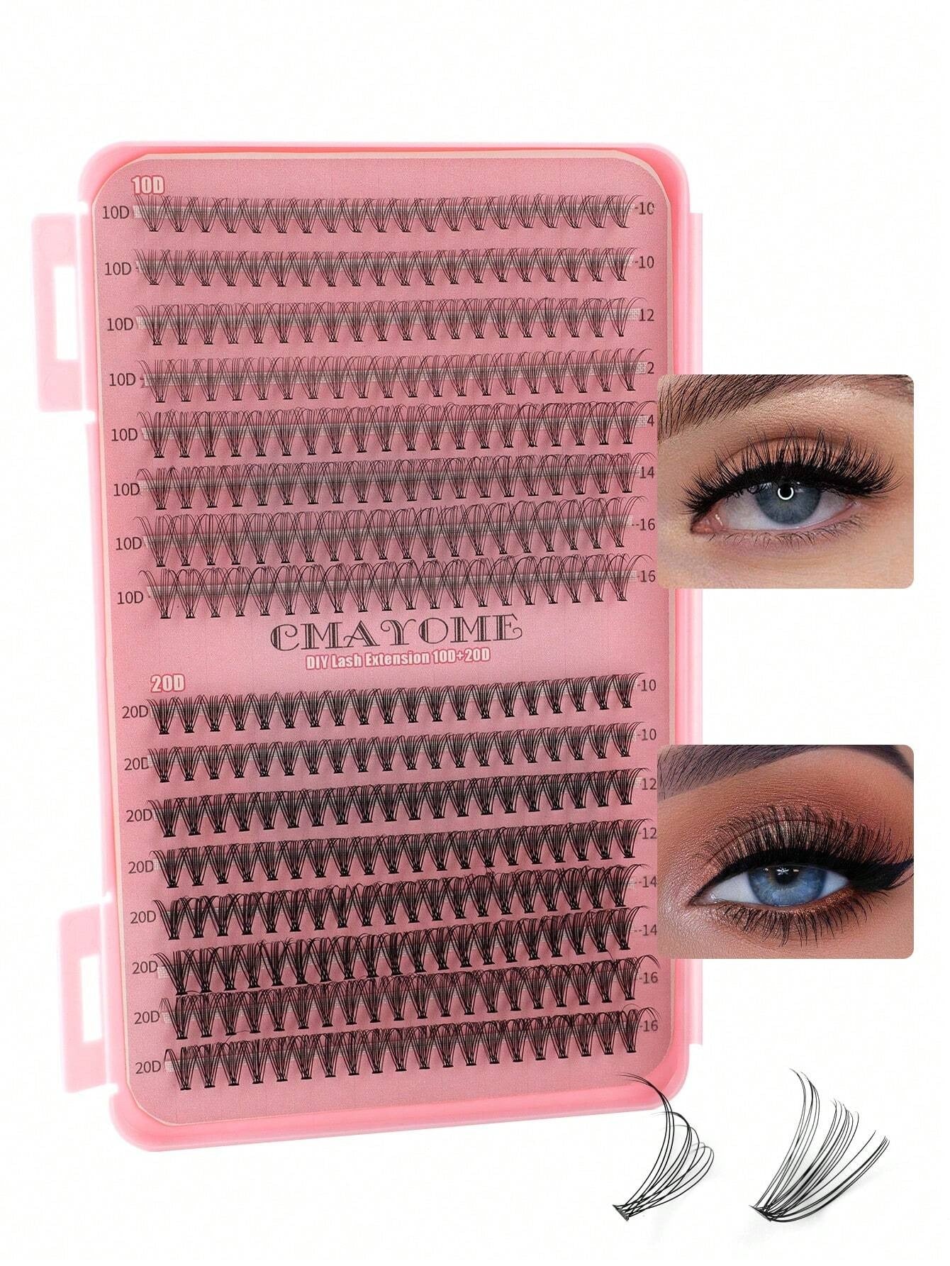 SHEIN DIY طقم 640 قطعة رموش عنقودية بأطوال مختلفة كثيفة