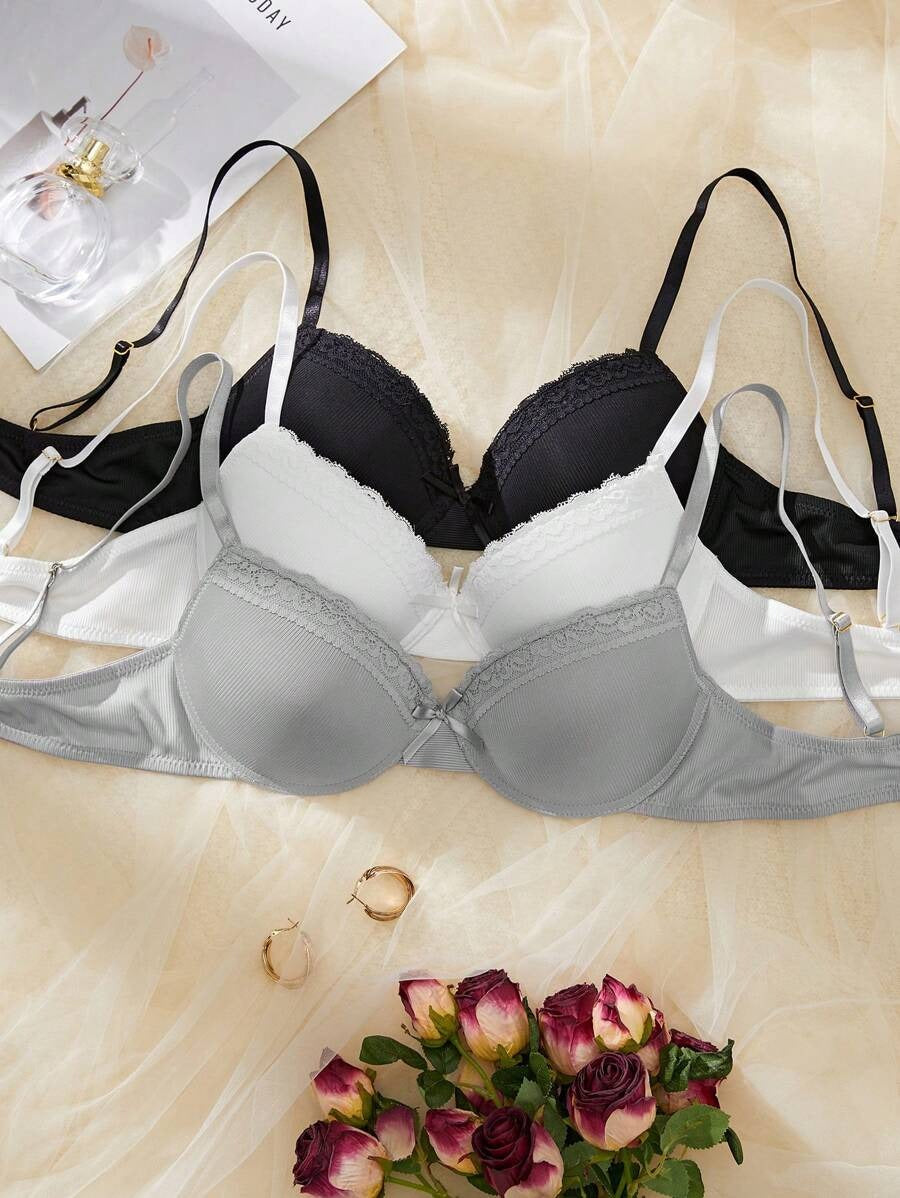SHEIN مجموعة 3 قطع حمالات صدر مبطنة