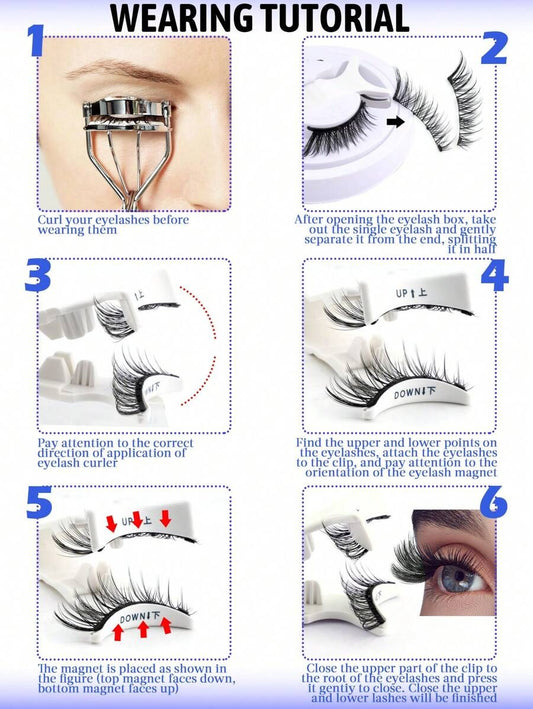 SHEIN زوج رموش مغناطيسية مع مشبك مغناطيسي