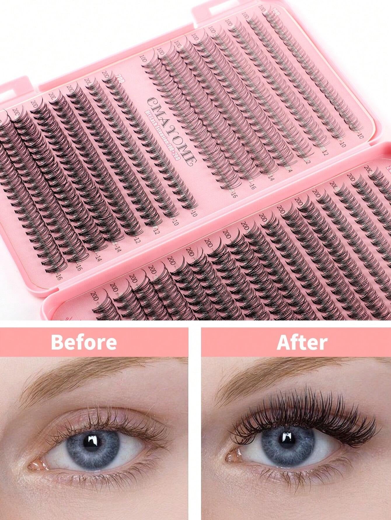 SHEIN DIY طقم 640 قطعة رموش عنقودية بأطوال مختلفة كثيفة