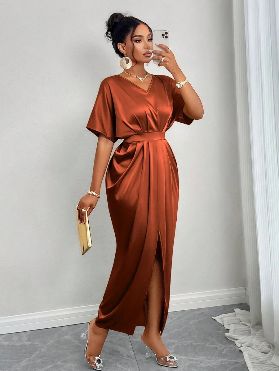 SHEIN SOLERSUN فستان لف ساتان براق