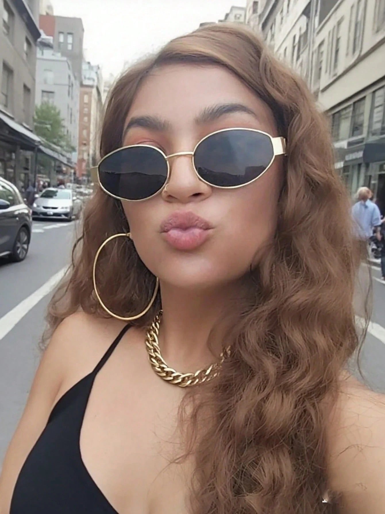 SHEIN نظارتين شمس معدن بشكل بيضاوي كلاسيكي لون بني و أسود