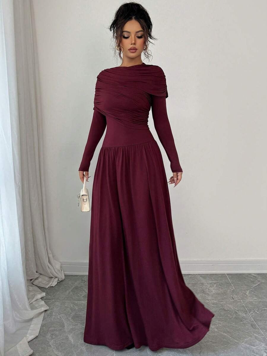 SHEIN فستان ماكسي عنابي
