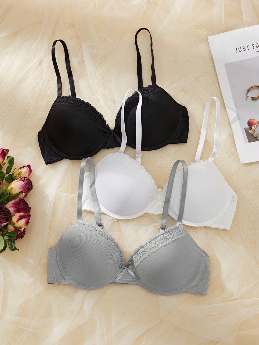 SHEIN مجموعة 3 قطع حمالات صدر مبطنة