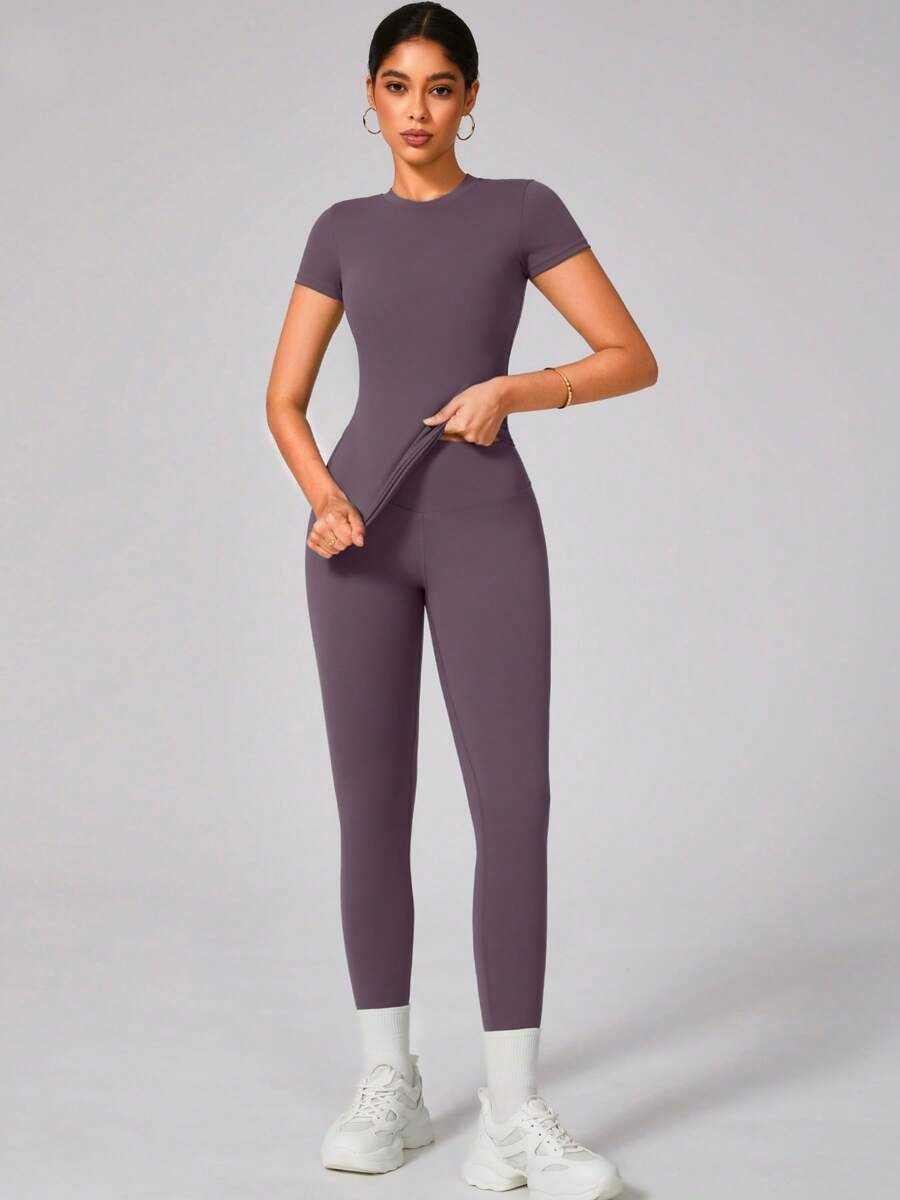 SHEIN طقم رياضي نسائي بلون أرجواني