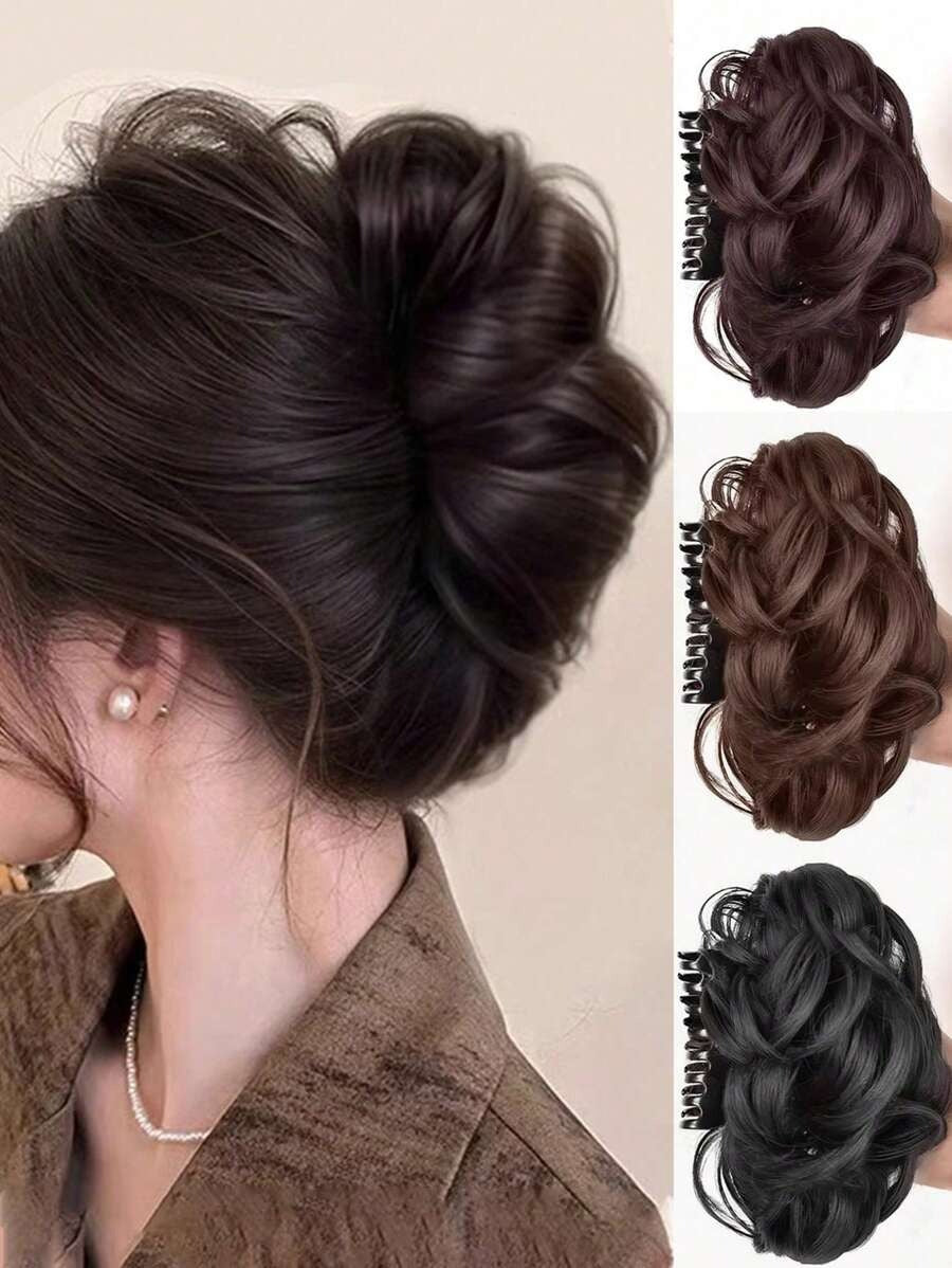 SHEIN مشبك إضافة شعر كعكة مجعدة ناعمة بستايل أنثوي