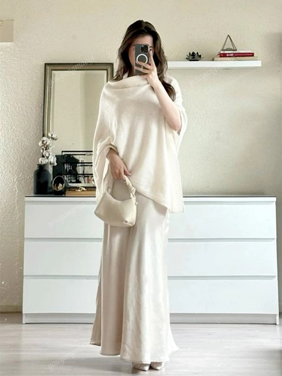 SHEIN كنزة شال فضفاضة بيج ناعم