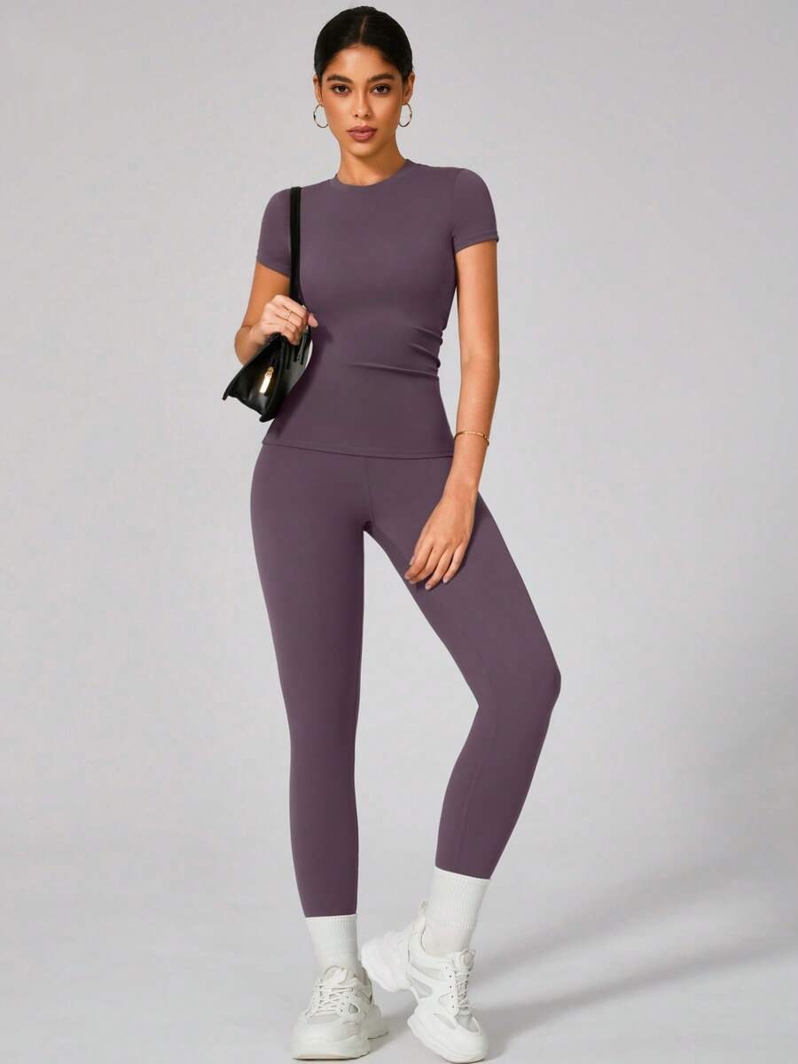 SHEIN طقم رياضي نسائي بلون أرجواني