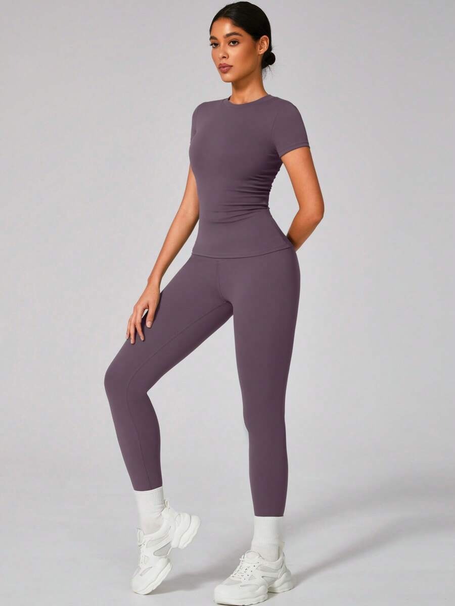 SHEIN طقم رياضي نسائي بلون أرجواني