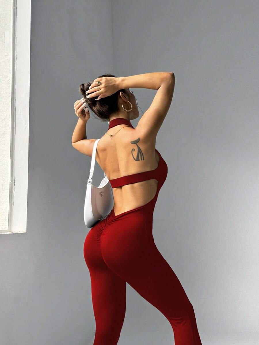 SHEIN جمبسوت رياضي نسائي بدون أكمام