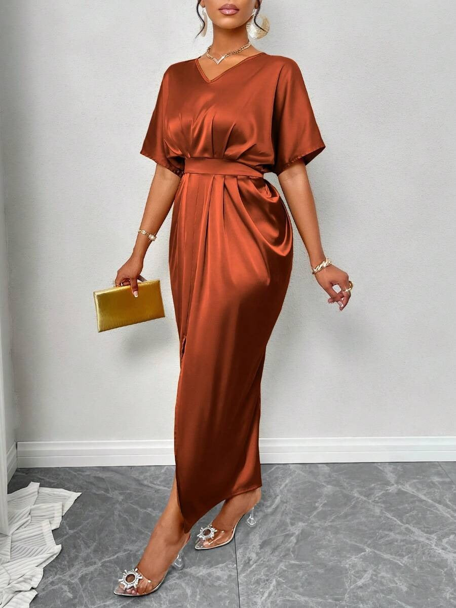 SHEIN SOLERSUN فستان لف ساتان براق