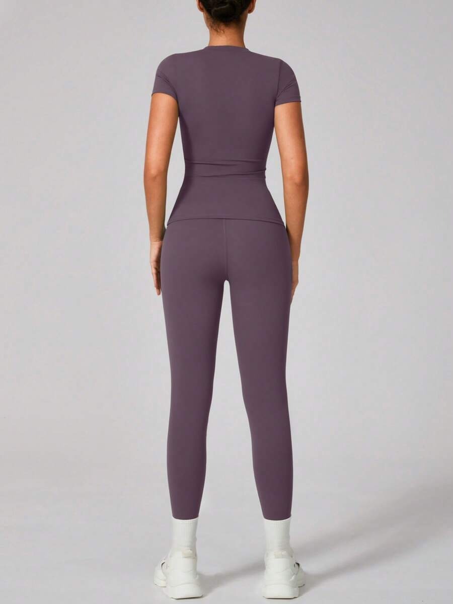 SHEIN طقم رياضي نسائي بلون أرجواني