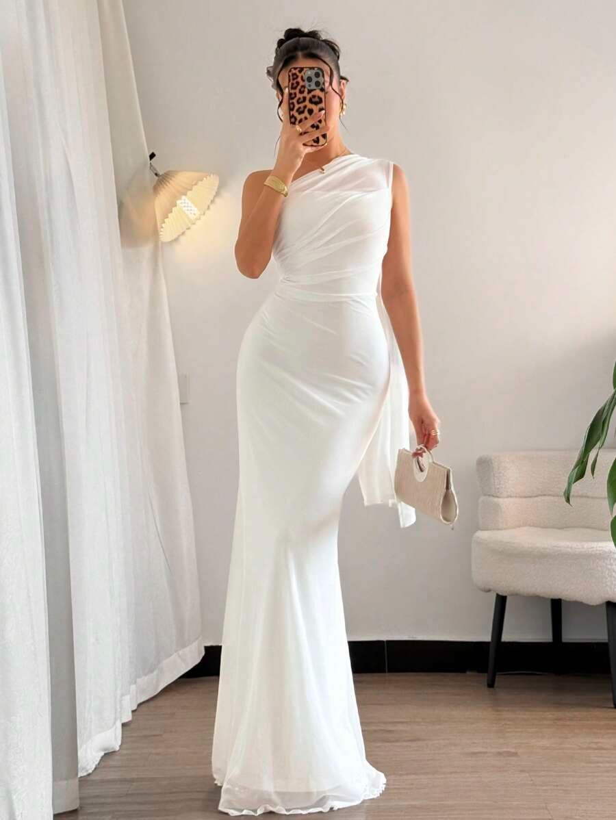 SHEIN Firerie فستان ناعم وراقي بلون أبيض