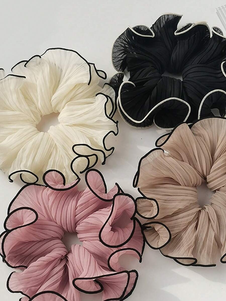 SHEIN شرائط شعر شيفون ودانتيل بشكل فيونكة – 4 قطع
