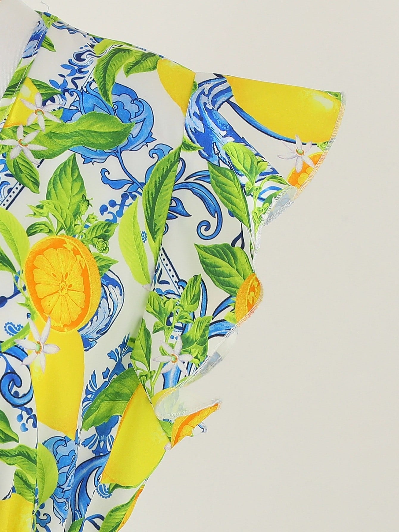 SHEIN Amorya فستان مطبوع بالكامل برسومات فواكه ونباتات