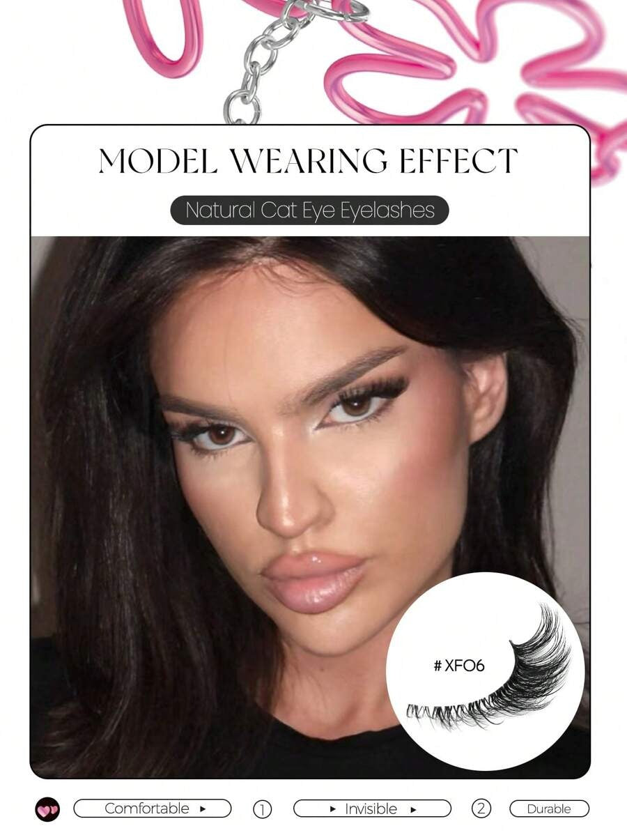 SHEIN GROINNEYA طقم 7 أزواج من رموش صناعية بشريط شفاف