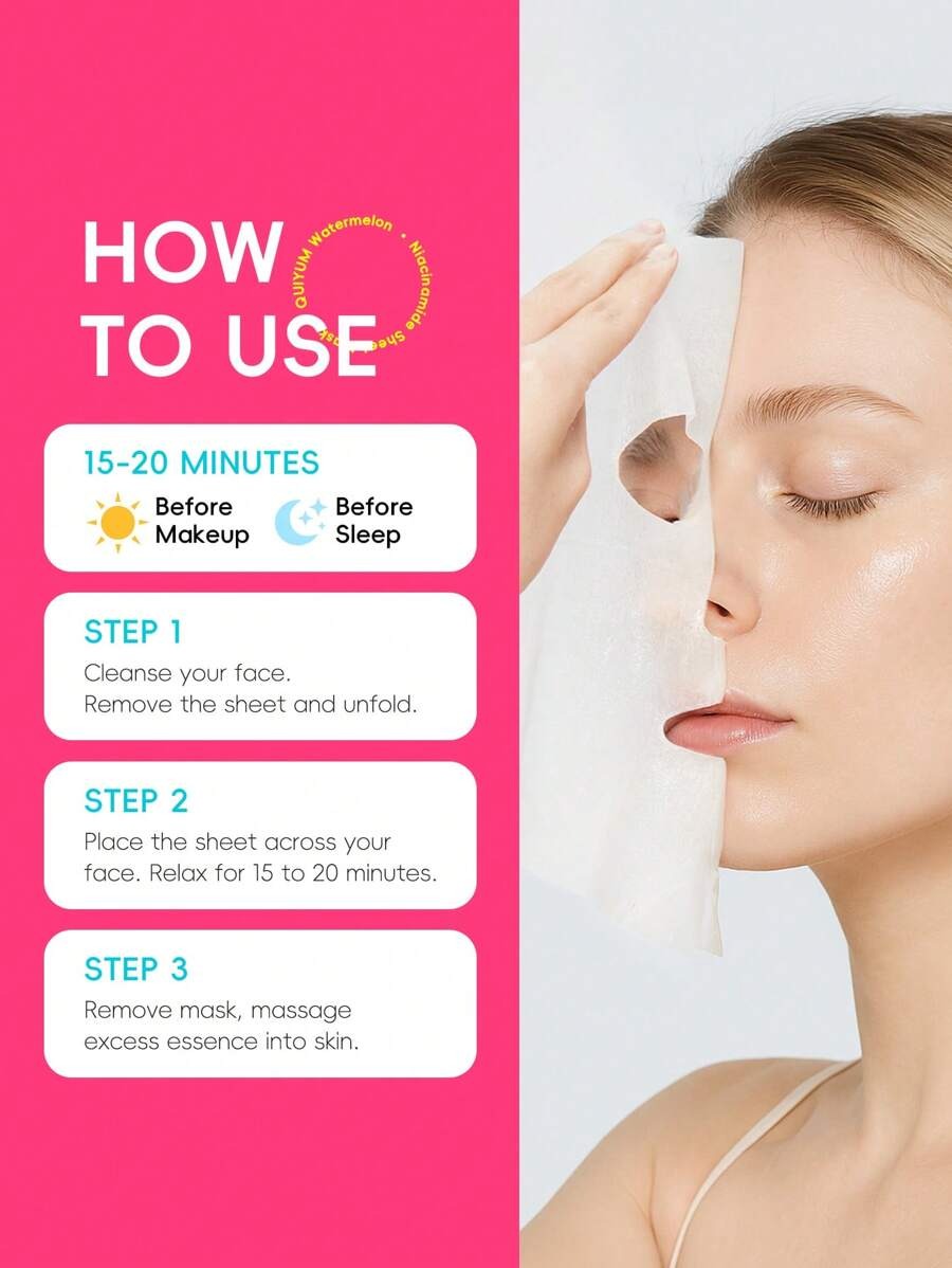 QUIYUM مجموعة أقنعة فواكه 5 قطع لترطيب وانتعاش البشرة