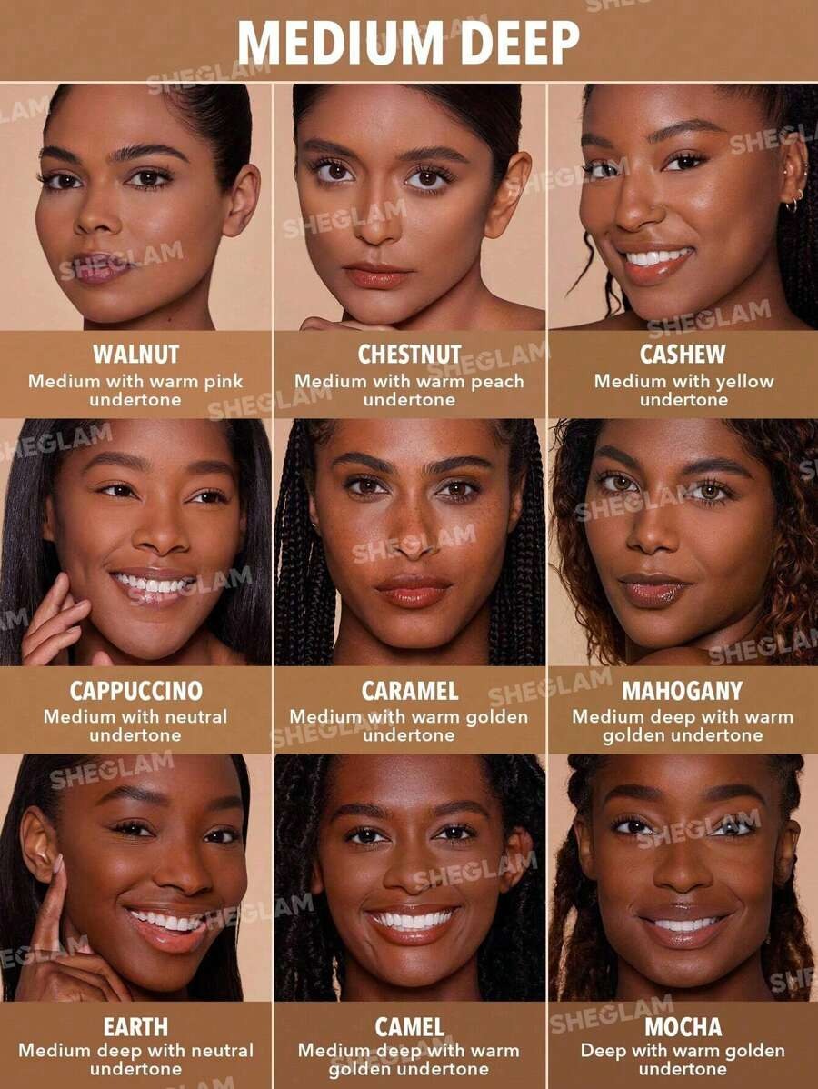 SHEGLAM Walnut بودرة أساس تغطية عالية