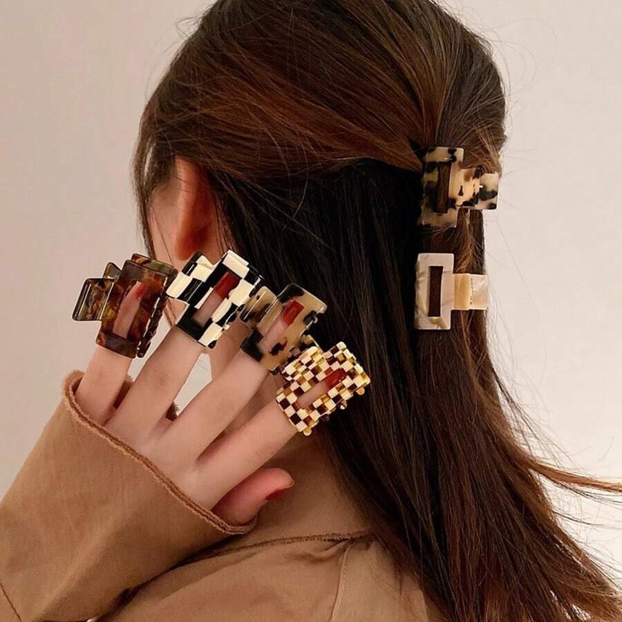 SHEIN مجموعة أنيقة من 6 مشابك شعر صغيرة وخفيفة
