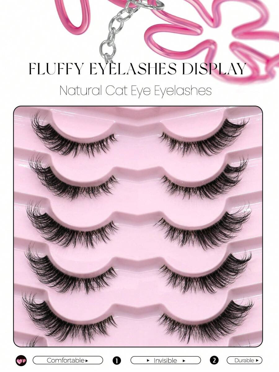 SHEIN GROINNEYA طقم 7 أزواج من رموش صناعية بشريط شفاف