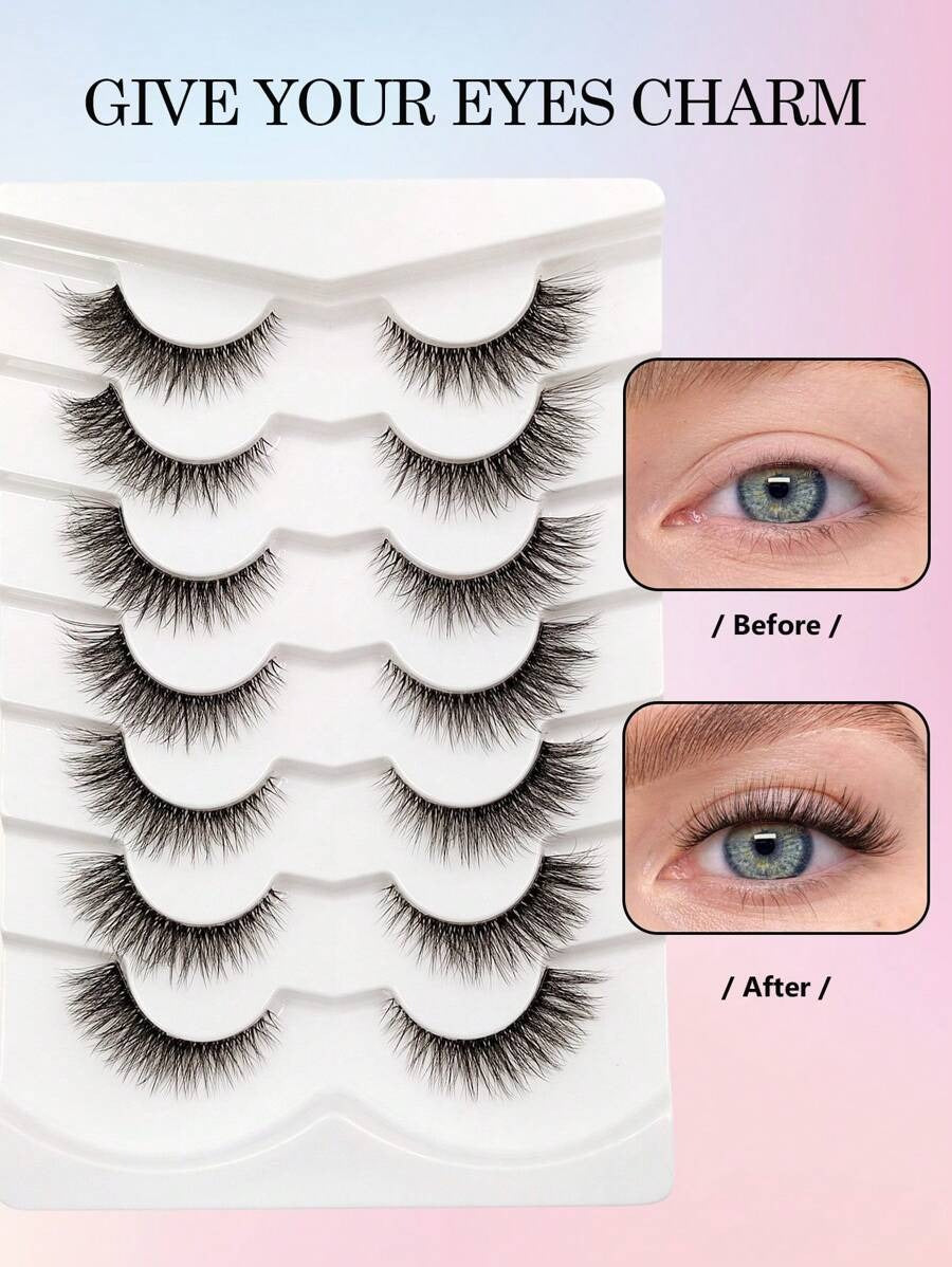 SHEIN Asiteo رموش كاملة بشريط شفاف 7 أزواج