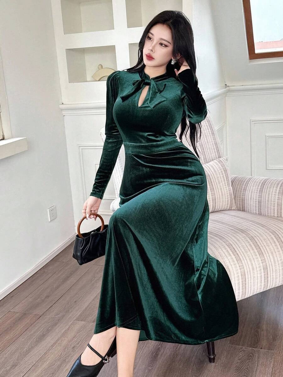 SHEIN DAZY فستان طويل أنيق أخضر