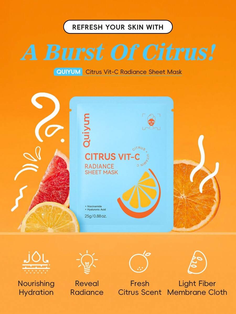 QUIYUM مجموعة أقنعة فواكه 5 قطع لترطيب وانتعاش البشرة