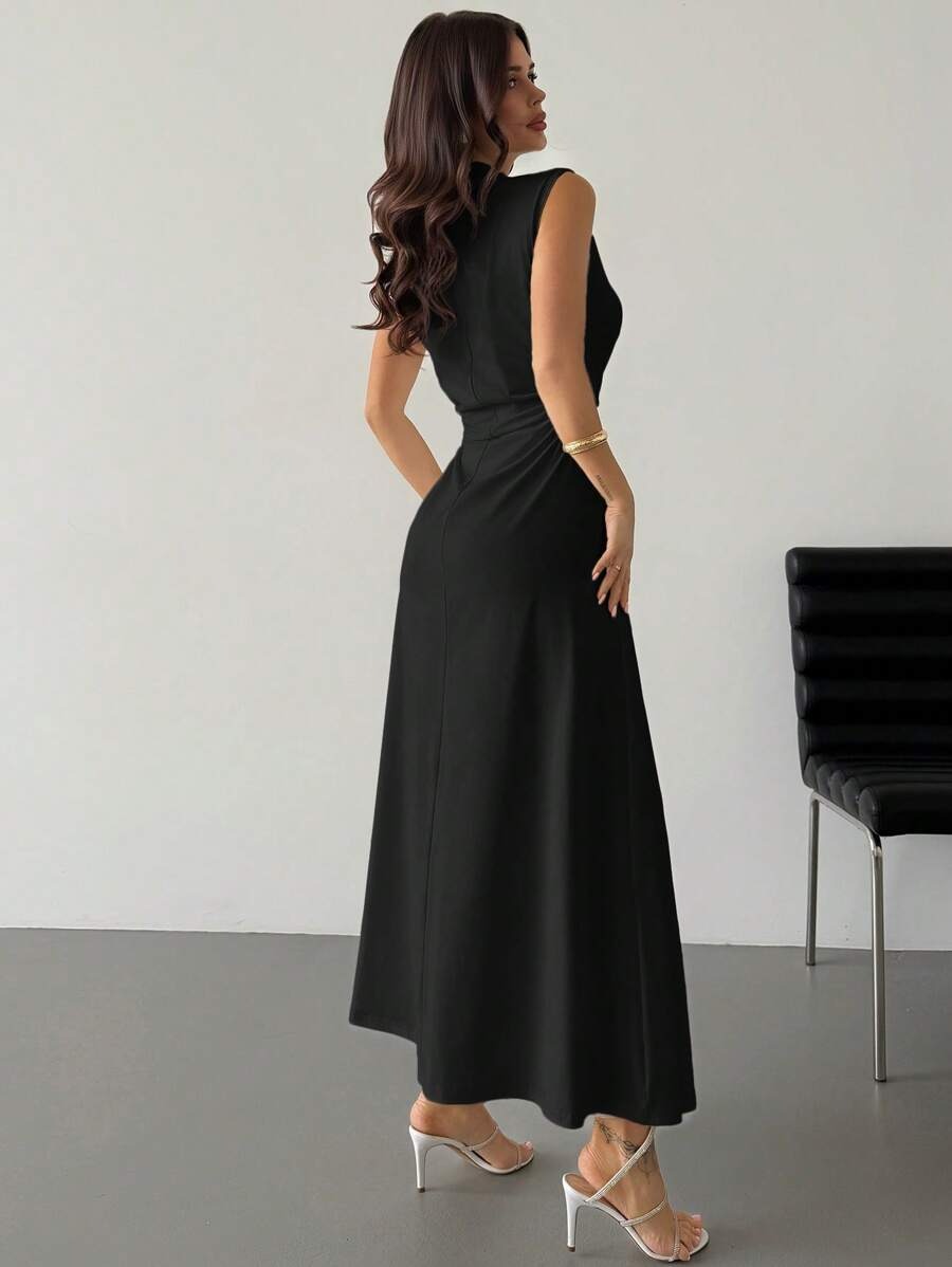 SHEIN Firerie فستان ماكسي اسود بدون أكمام