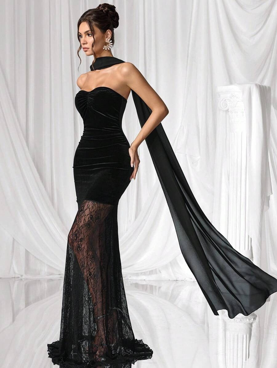 SHEIN Coutiva فستان ماكسي بدون أكمام بلون أسود بلون أسود