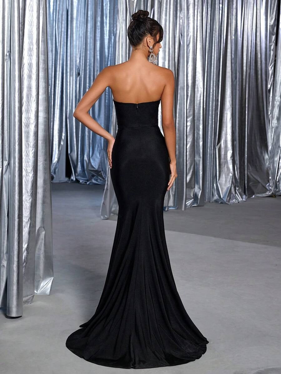 SHEIN Glamrae فستان سهرة ماكسي أسود