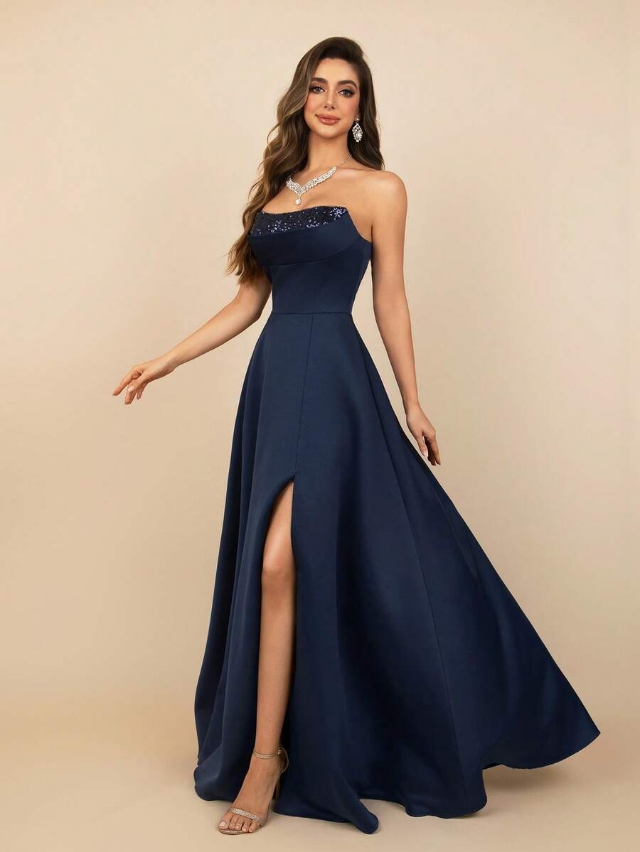 SHEIN MOEVIO فستان سهرة طويل بستايل كتف مكشوف