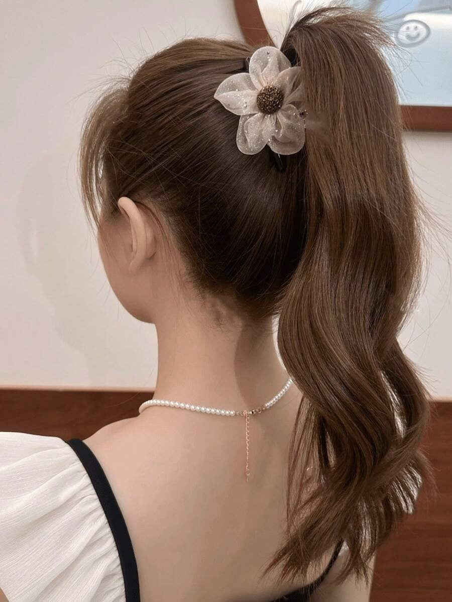 SHEIN مجموعة مشابك شعر أنيقة مزينة بالزهور والراين