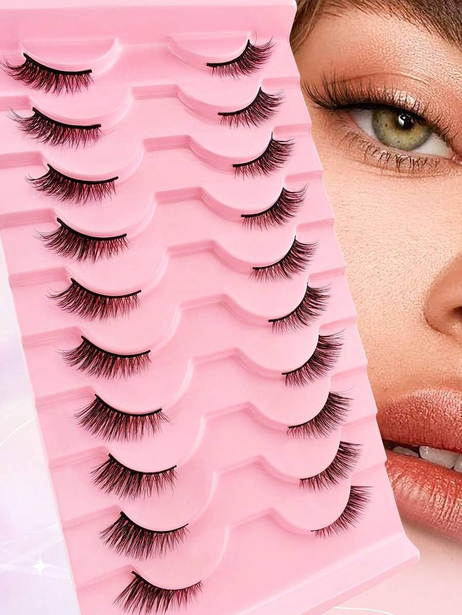 SHEIN طقم رموش نصفية ناعمة وطبيعية 10 قطع