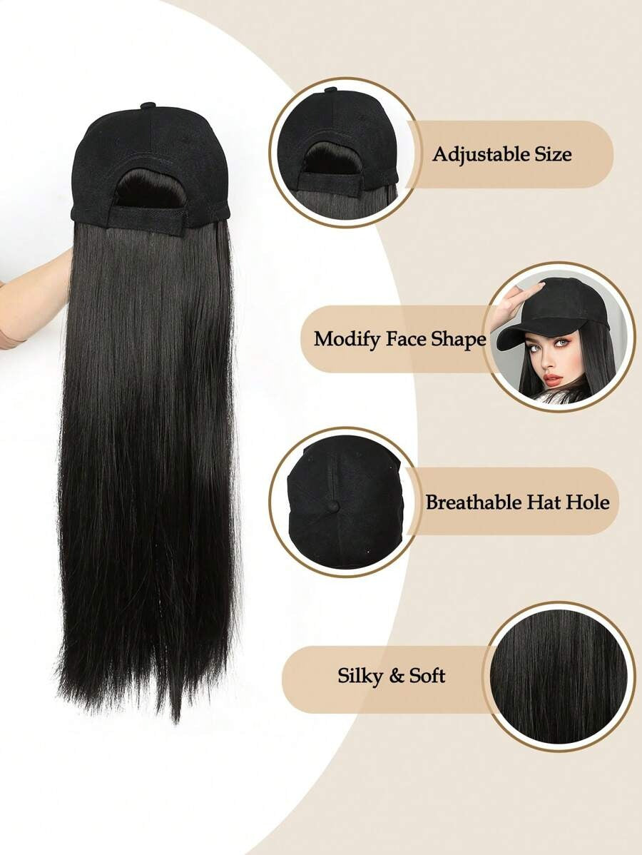 SHEIN باروكة شعر مع قبعة بيسبول