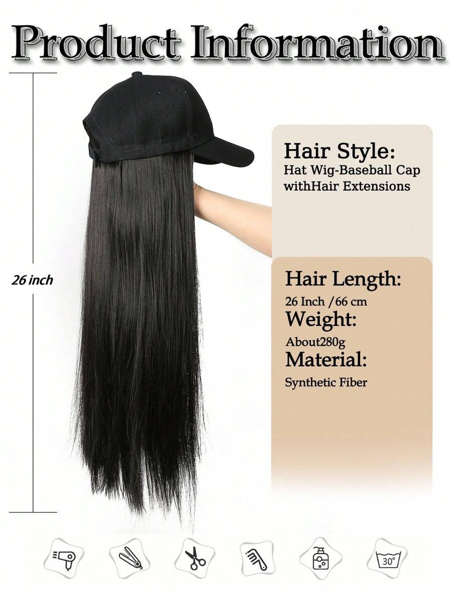 SHEIN باروكة شعر مع قبعة بيسبول
