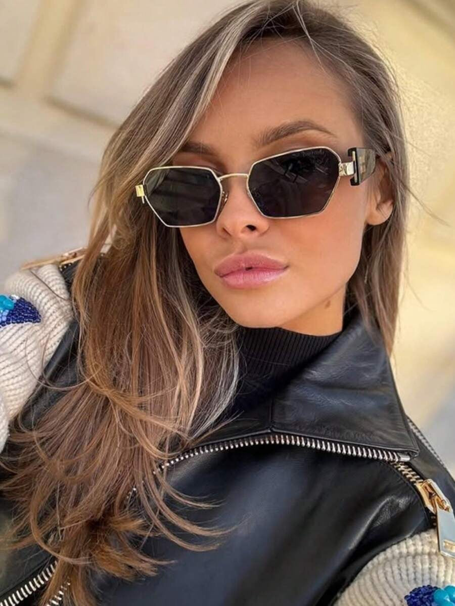 SHEIN نضارة بدون إطار بتصميم كلاسيكي أنيق لون أسود رمادي