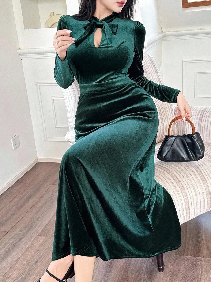 SHEIN DAZY فستان طويل أنيق أخضر