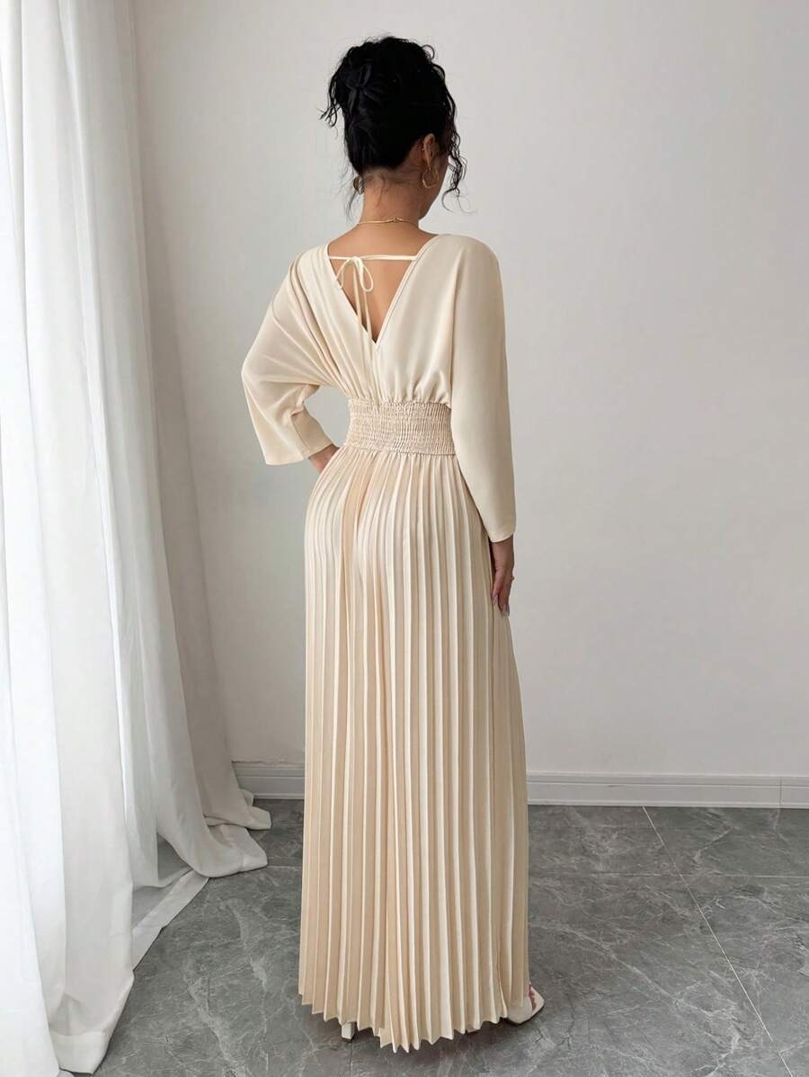 SHEIN Rafferiza فستان ماكسي مطوي بلون مشمشي