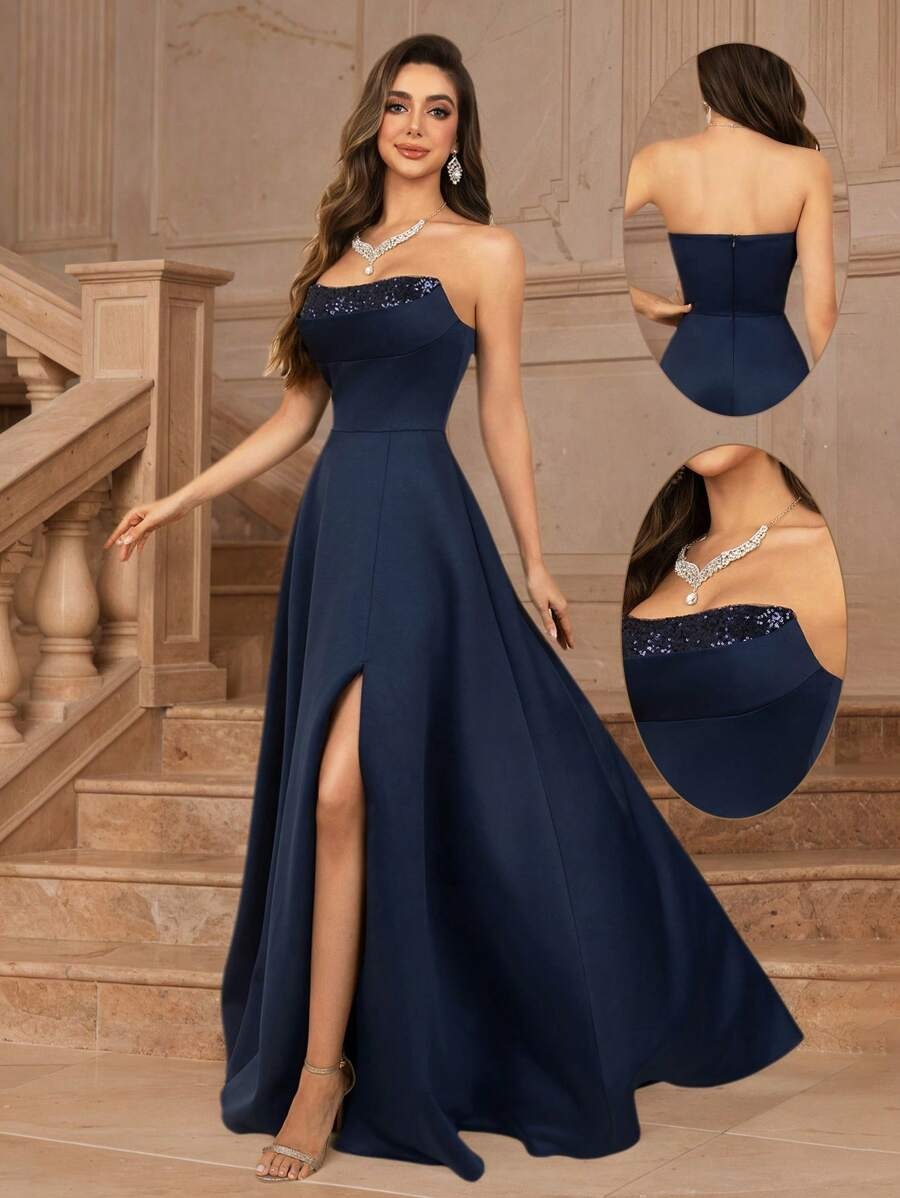 SHEIN MOEVIO فستان سهرة طويل بستايل كتف مكشوف