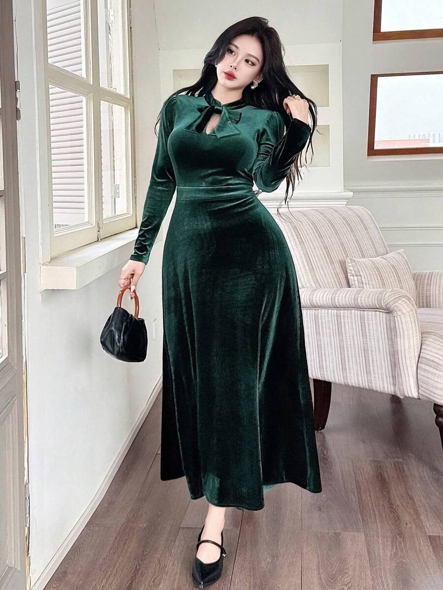 SHEIN DAZY فستان طويل أنيق أخضر