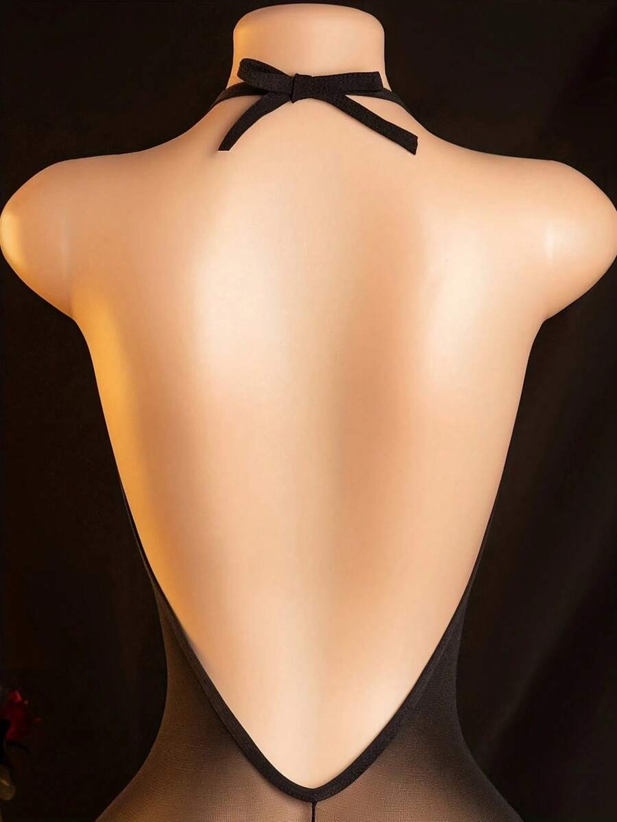 SHEIN بودي سوت أسود جريء تصميم شفاف