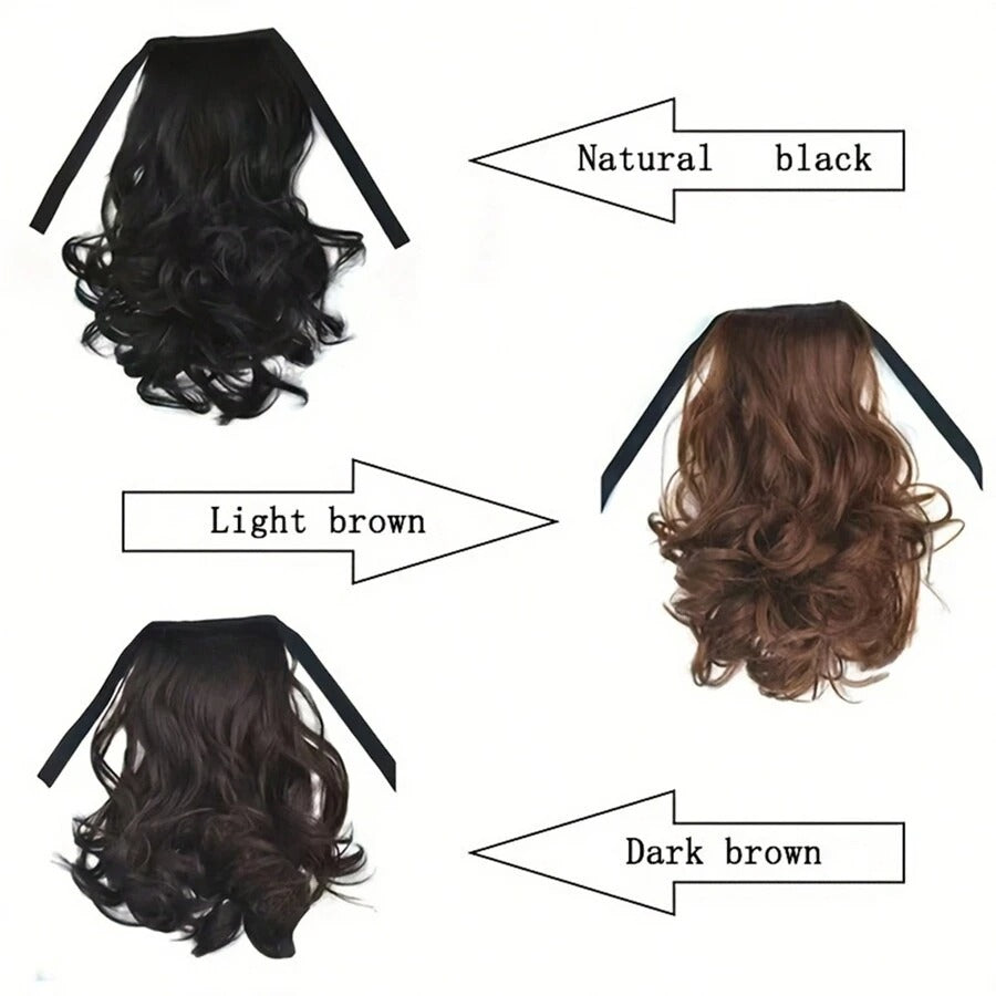 SHEIN ذيل حصان بودي ويف مع شريط ربط ودبوس
