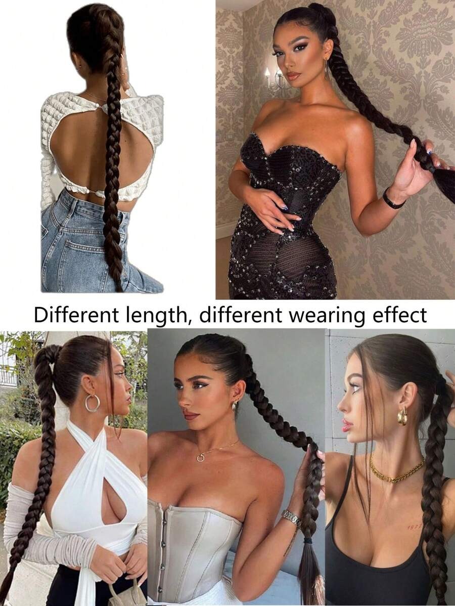 SHEIN ضفيرة صناعية – لون أسود بني