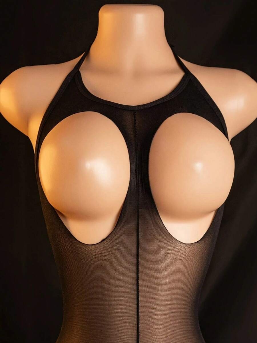 SHEIN بودي سوت أسود جريء تصميم شفاف