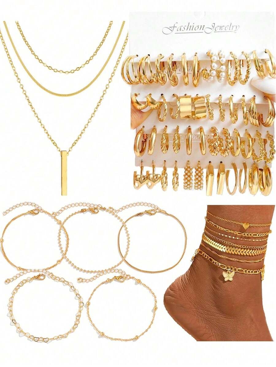 SHEIN طقم مجوهرات ذهبي أنيق